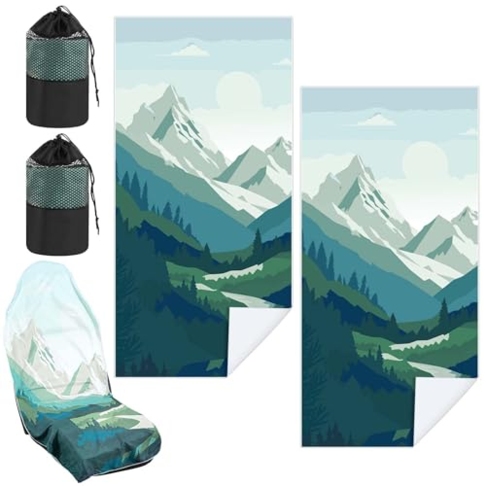 Hahafelt 2 Pack Car Seat Towel Covers with Storage Bag Seat Post Workout Sweat Washable Cover Non Slip for Car Towel for Dog Pet Workout Outdoor Sport Activities