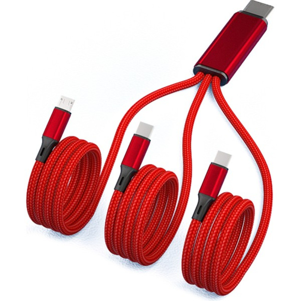 Haibeishe 3'ü 1 Arada 2A Şarj Kablosu Konnektörü Çift Type/micro USB Standartbağlantı Noktası Adaptörü - Kırmızı (Yurt Dışından) Cep Telefonu Şarj Cihazı Fiyatı