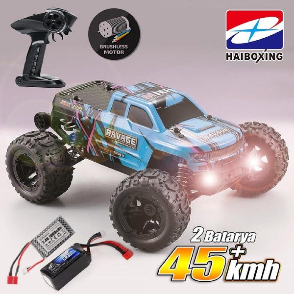 HAIBOXING 1/16TH Scale 4WD Brushless Truck Uzaktan Kumandalı Araba Rtr (Mavi) + 1300 Mah 7.4V 2s 30C Lipo Batarya Oto Boyaları Fiyatı