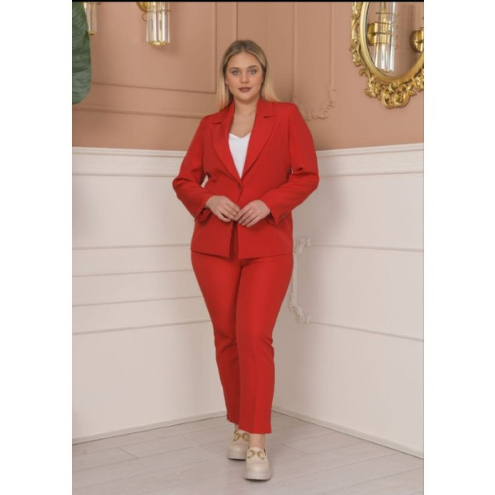Haimoda Kadın Ceket Pantolon Takım Büyük Beden Kırmızı Kadın Giyim Fiyatı