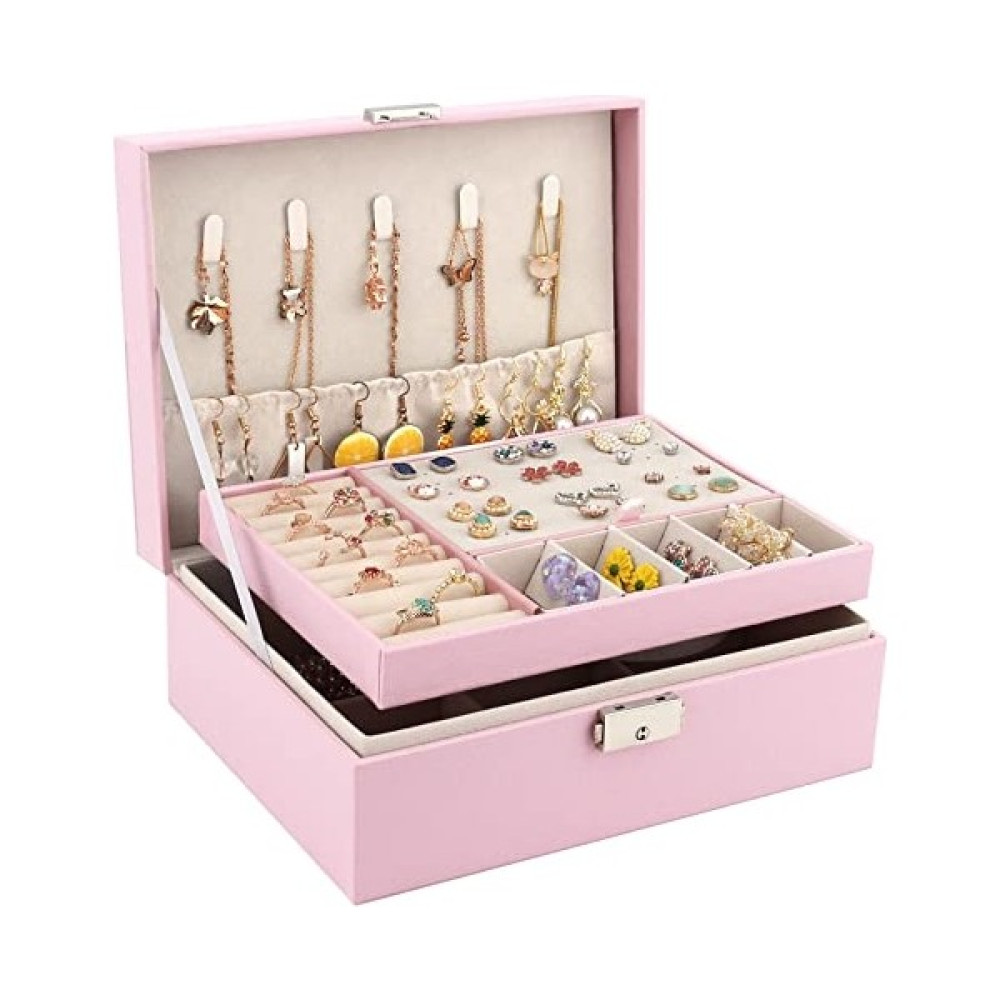 Hainan Shenda Iki Katlı Çok Bölmeli Takı Organizer Kutusu - Pembe (Yurt Dışından) - 9.5x18.5x90cm Eşya Saklama Kutusu Fiyatı