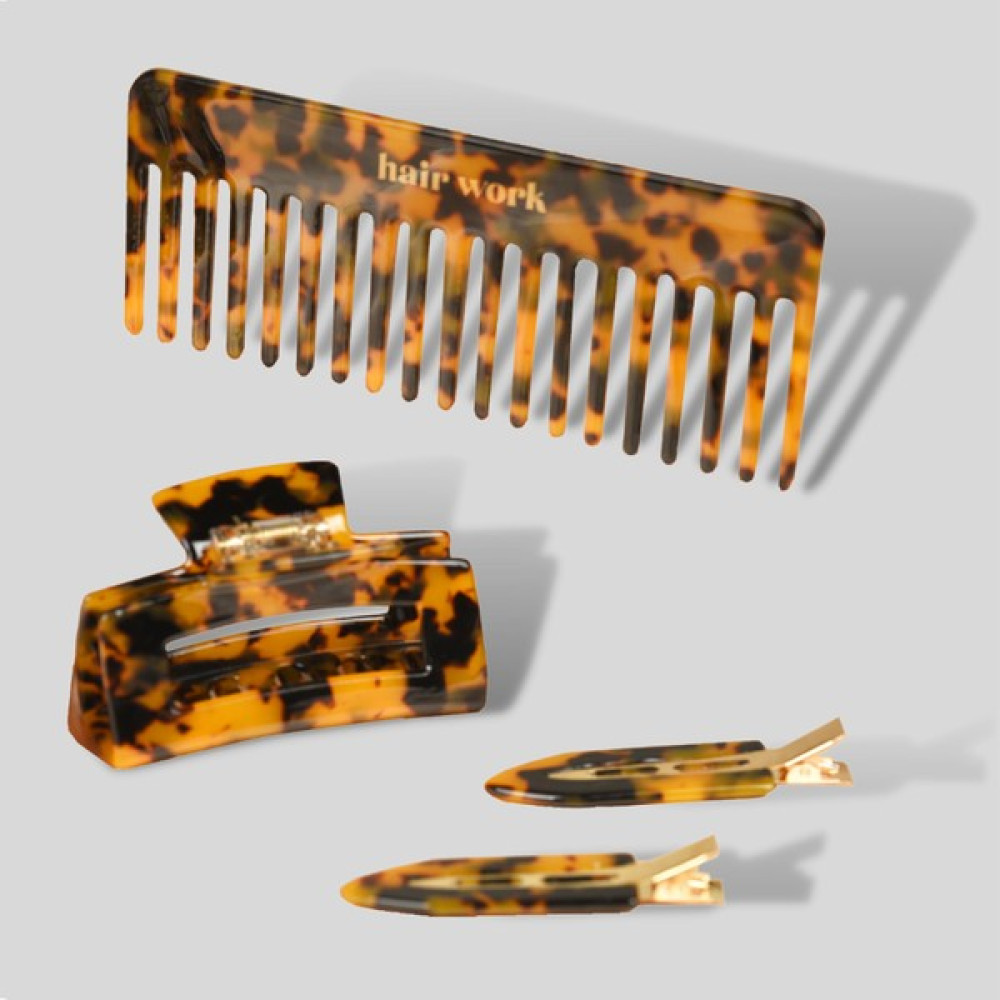 Hair Work 4'lü Tarak ve Toka Seti - Koyu Kahverengi Saç Fırçası ve Tarağı Fiyatı