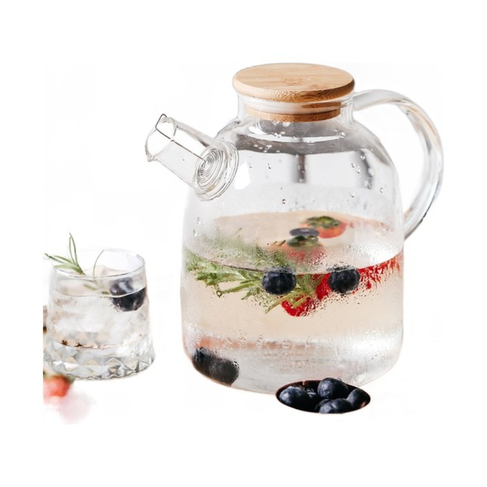 Haitn 1.5l Şeffaf Borosilikat Cam Su Isıya Dayanıklı Filtreleme Bambu Kapaklı Büyük Çaydanlık Ev Drinkware | Çaydanlıklar (Yurt Dışından) Çay / Çaydanlık Setleri Fiyatı