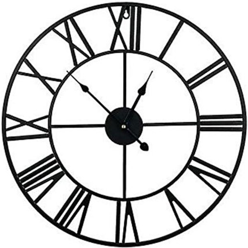 Haitn Büyük Duvar Saati Yuvarlak Metal Roma Sayısal Stil Duvar Saati (60 * 60 Cm) (Yurt Dışından) - Siyah Dekoratif Saat Fiyatı