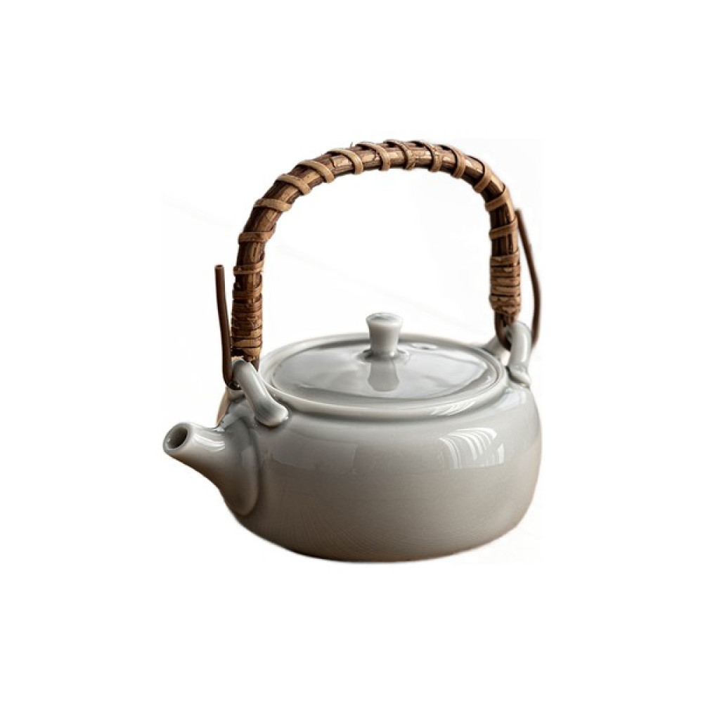 Haitn Buz Gri Sırlı Kolu Pot Japon Seramik Kung Fu Demlik Küçük Tek Tencere Rattan Kolu Ev Demlik | Çaydanlıklar (Yurt Dışından) Çay / Çaydanlık Setleri Fiyatı