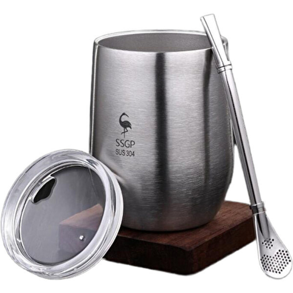 Haitn Çift Duvar 304 Paslanmaz Çelik Kupası Kapaklı Isıya Dayanıklı Taşınabilir Yerba Mate Çay Kupa ile Saman ve Fırça | Kupalar (Gümüş) (Yurt Dışı... Fincan / Bardak / Kahve Takımı Fiyatı