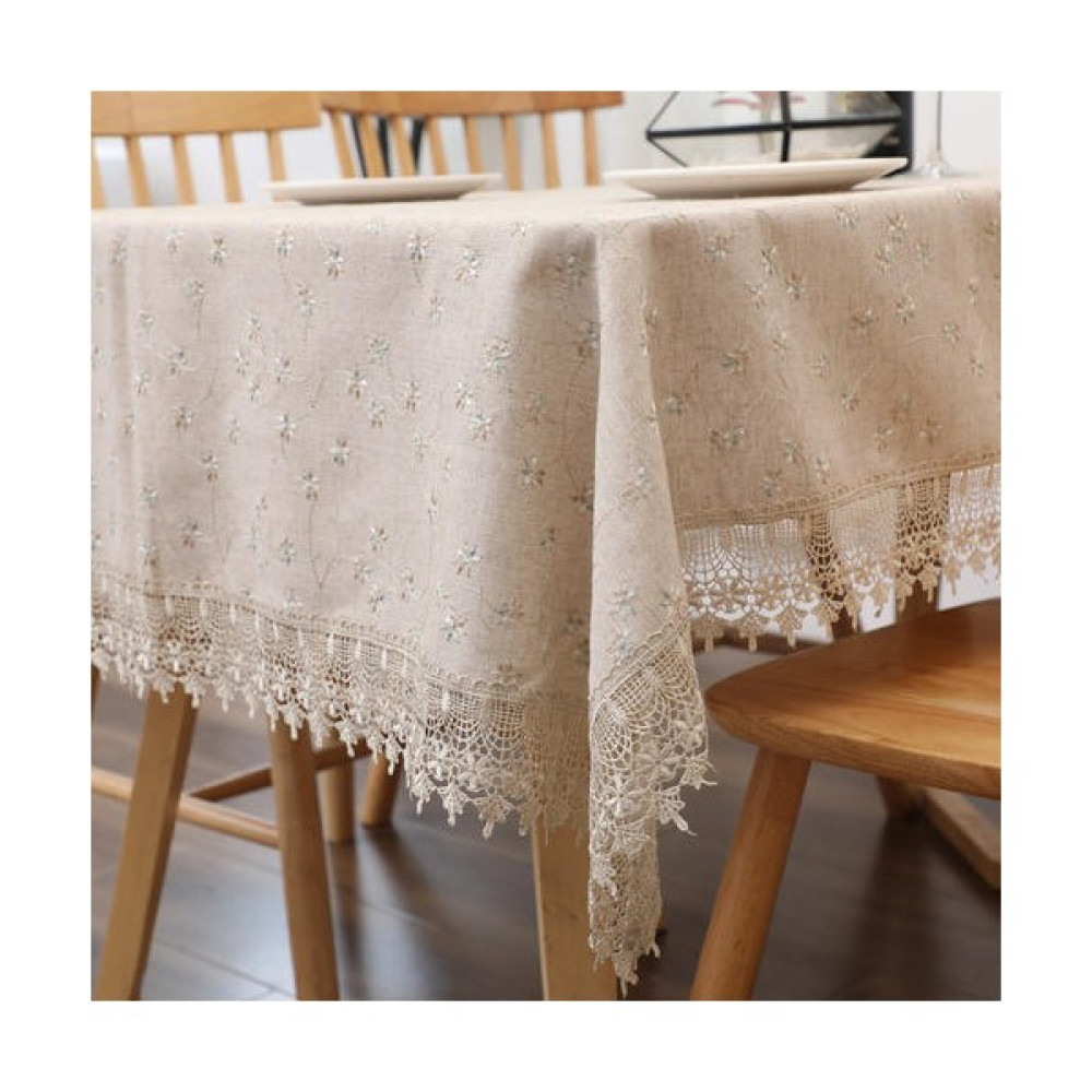 Haitn Masa Örtüsü Pamuk ve Keten Dantel Yemek Masa Örtüsü Masa Nappe De Masa Çiçek Masa Örtüsü Mantel Mesa Obrus | Masa Örtüleri (Yurt Dışından) - Bej Masa Örtüsü Fiyatı