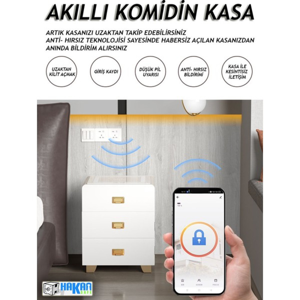 Hakan Kasa Komidin Görünümlü Alarmlı Şifreli-Parmak Izli Çelik Kasa KMDN25 Para Sayma Makinesi Fiyatı
