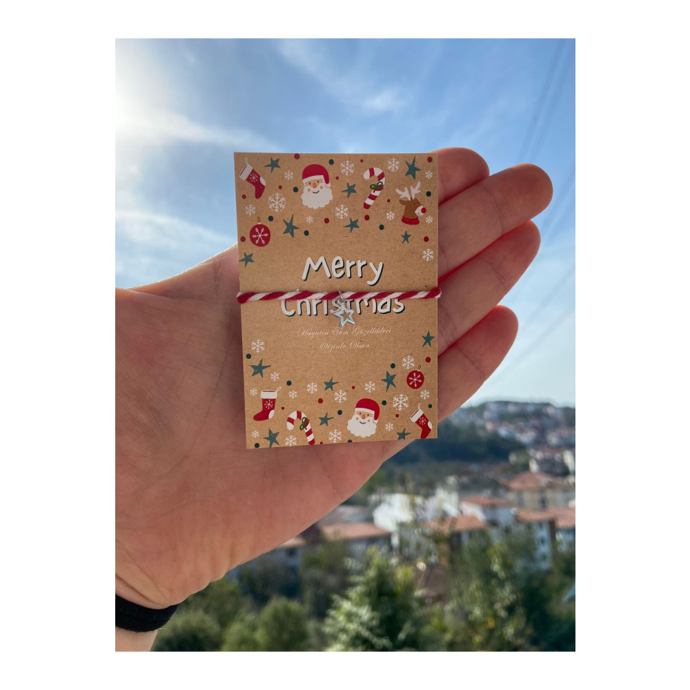 HakCan Yeni Yıl Yılbaşı Noel Kartlı Yıldızlı Marteniçka Bileklik Standart Beden Bijuteri Bilezik Fiyatı