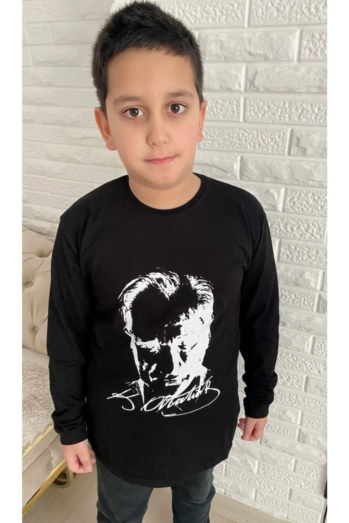 Hakem triko %100 Pamuk Süprem Siyah Atatürk Baskılı Uzunkol Tişört 7-8 Yaş Beden" Bayan T-shirt Fiyatı