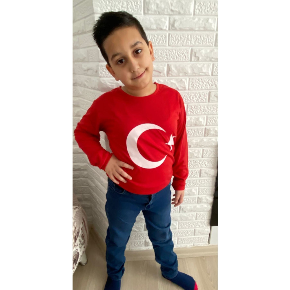 Hakem triko %100 Pamuk Süprem Türk Bayrağı Baskılı Uzun Kollu Tişört 13-14 Yaş Beden Bayan T-shirt Fiyatı