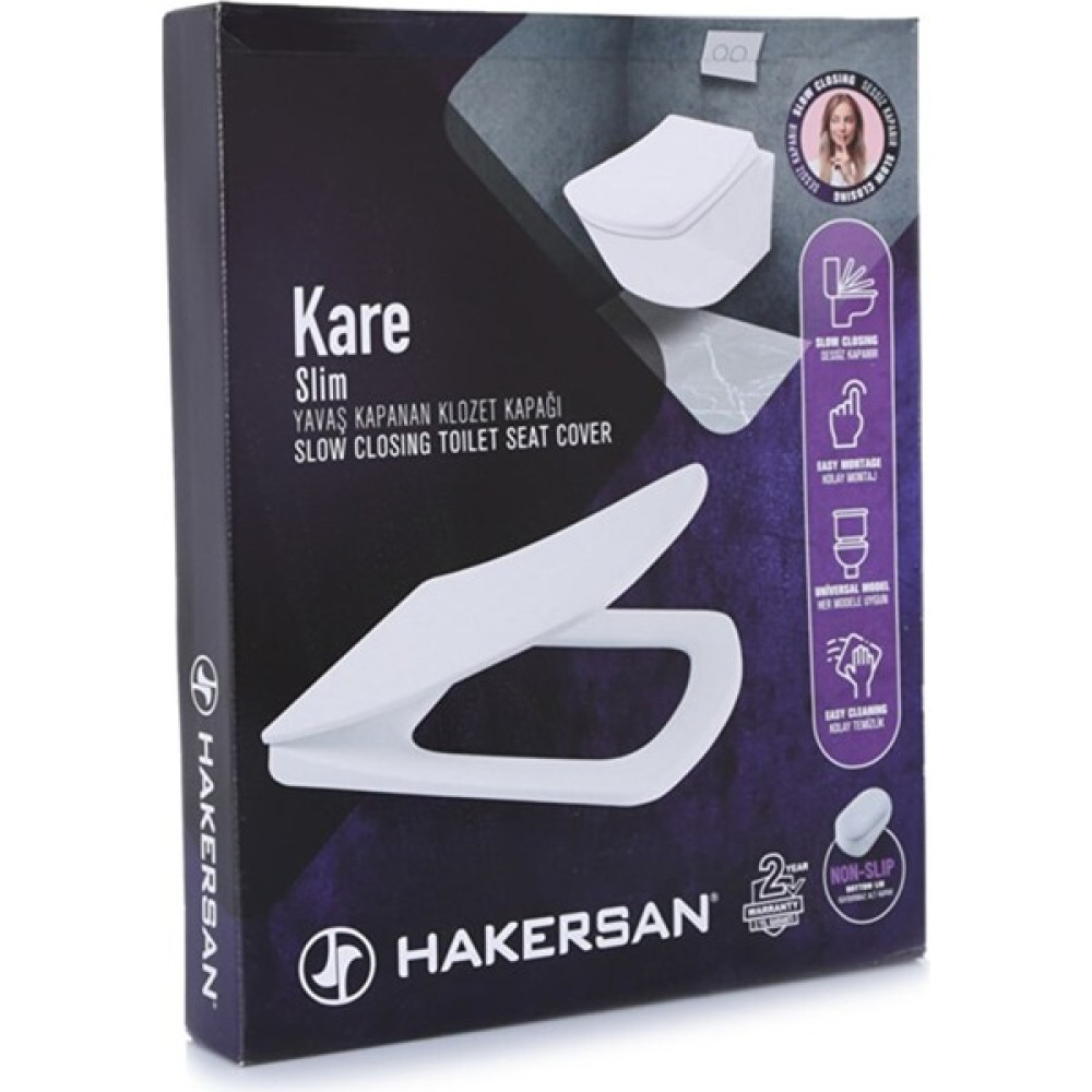 Hakersan Kare Yavaş Kapanan Klozet Kapağı - Beyaz Klozet Kapağı Fiyatı