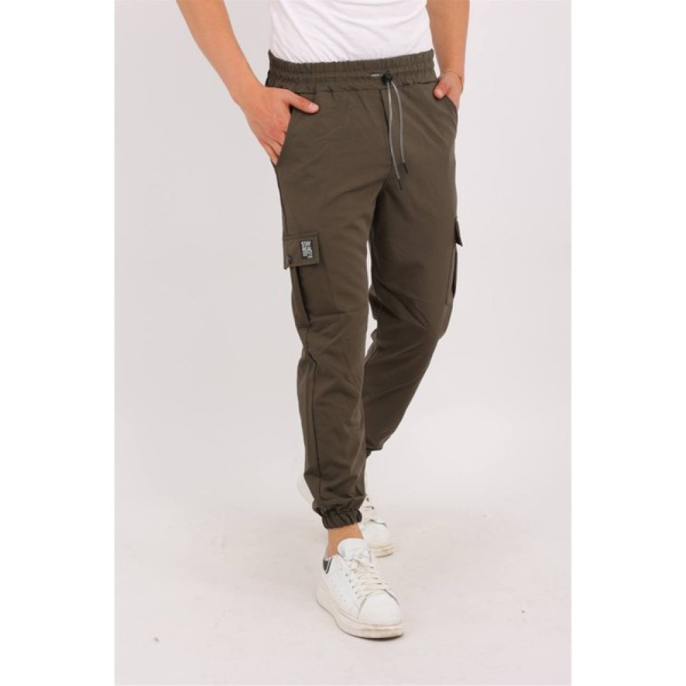 Haki Renk Kargo Cepli Paraşüt Kumaş Spor Pantolon Erkek Pantolon Fiyatı