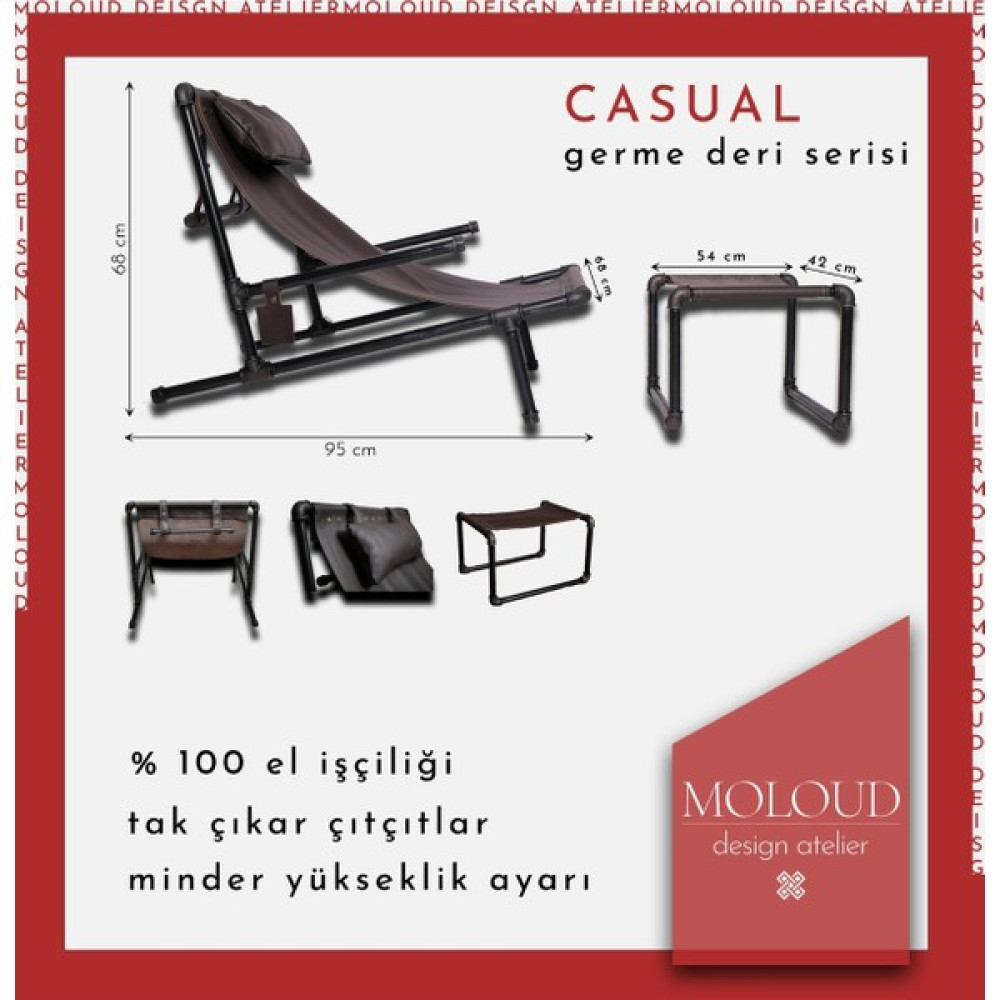 Hakiki Deri Döşemeli Tekli Demir Boru Koltuk Ve Ayaklık (CASUAL SERİSİ) - Kahverengi Tekli Koltuk & Berjer Fiyatı
