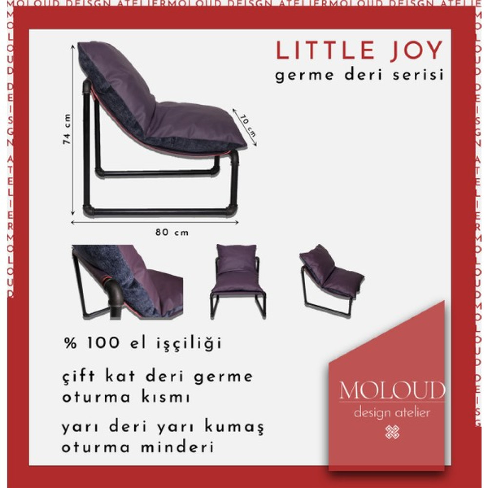 Hakiki Deri Minderli Demir Boru Tekli Koltuk, Mor Rengi Dei (LITTLE JOY SERİSİ) Tekli Koltuk & Berjer Fiyatı