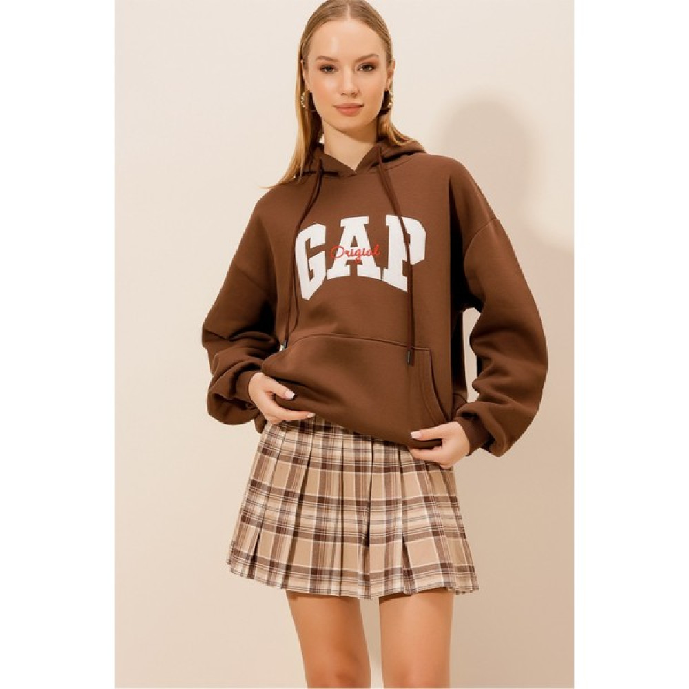 Hakke Üç İplik Gap Baskı Sweat Bayan Sweatshirt Fiyatı