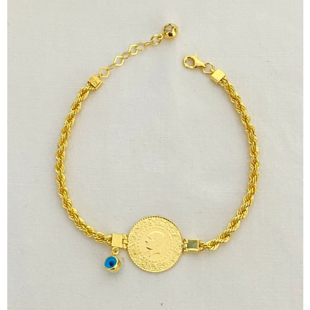 Halat Zincirli 22 Ayar Çeyrekli Bileklik - Gold Saat ve Bileklik Aksesuarı Fiyatı