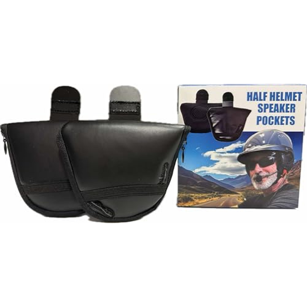Half Helmet Speaker Pouch Speaker Pockets Ear Protection Pads | Professional installation of all Bluetooth Headsets and Corded Headsets | Proper Microphone Placement | Works with Narrow or Wide Straps