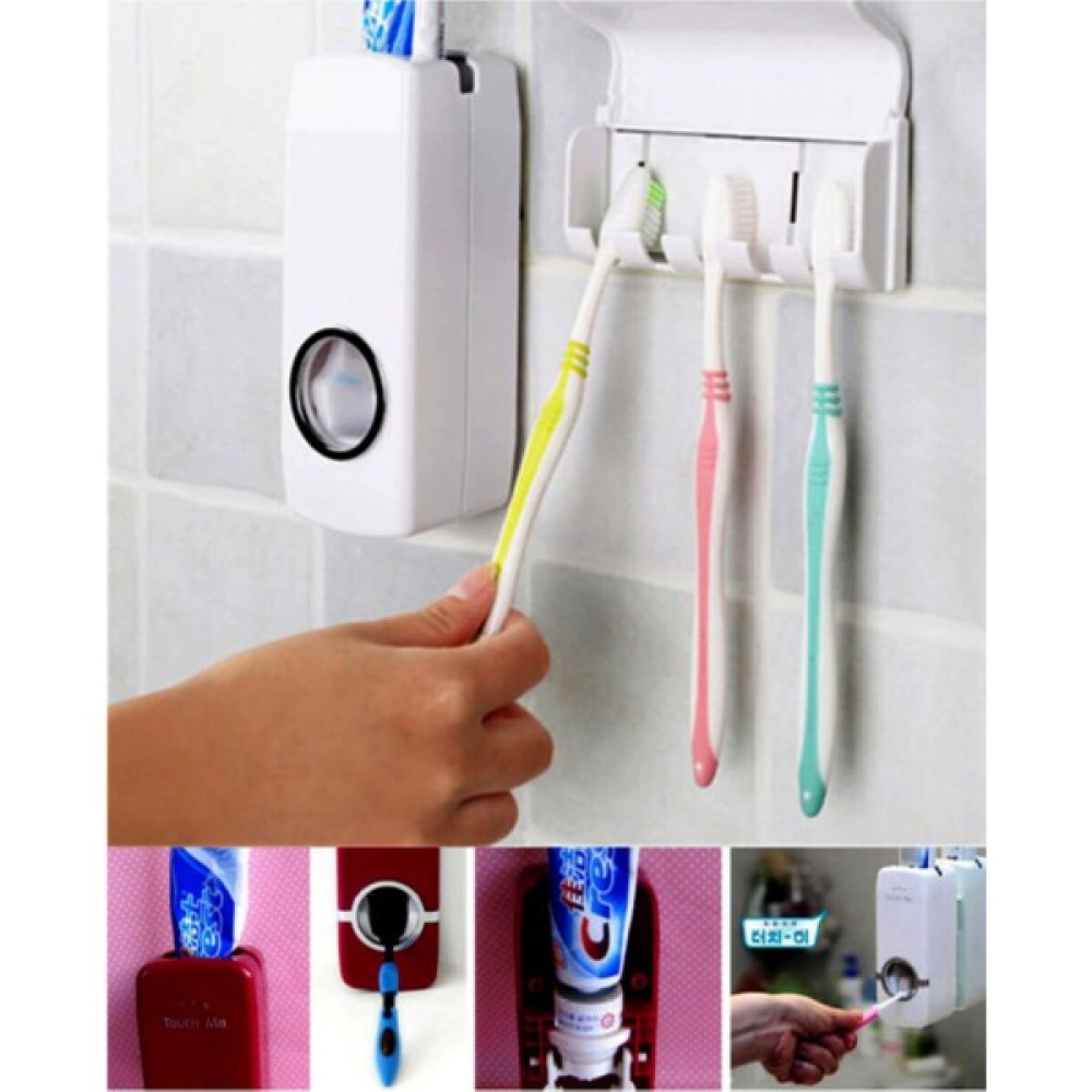 Halfart Otamatik Diş Macunu Sıkacağı ve 5 Adet Diş Fırçalığı Macun Sıkacak Diş Fırçası Banyo Askı Seti - Beyaz Diş Fırçalık Fiyatı