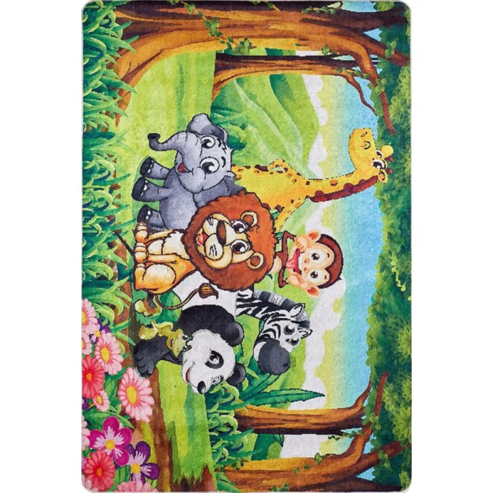 Halı Atölyesi Çocuk Halısı ve Bebek Halısı Yıkanabilir Kaymaz Taban Figürlü Yeşil Dijital Baskı Halı HC042 - 80 x 150 cm Bebek Odası Halı Fiyatı