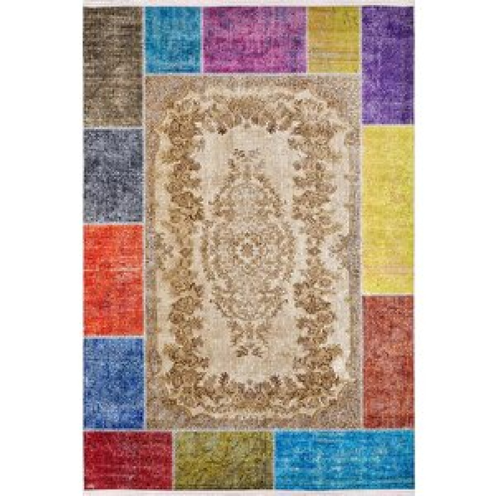 Halı Atölyesi Klasik Bej Salon ve oturma Odası Yolluk ve yatak Odası Dijital Baskılı Makinede Yıkanabilir Kaymaz Taban Saçaklı Halı Hk128 160x300 cm Salon & Oturma Odası Tekstili Fiyatı