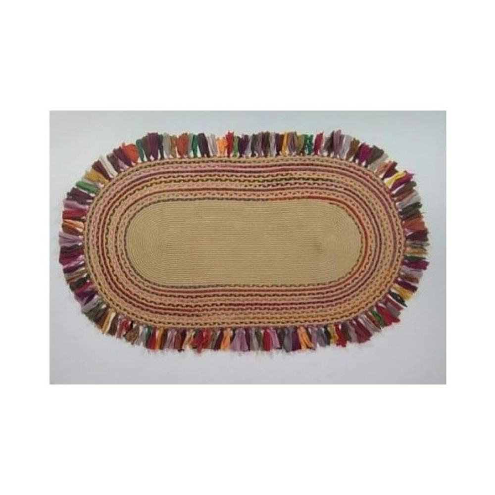 Halı Satıcısı Jüt Halı El Yapımı Oval MODEL:402 - Renkli - 100 x 150 cm Salon Halısı Fiyatı