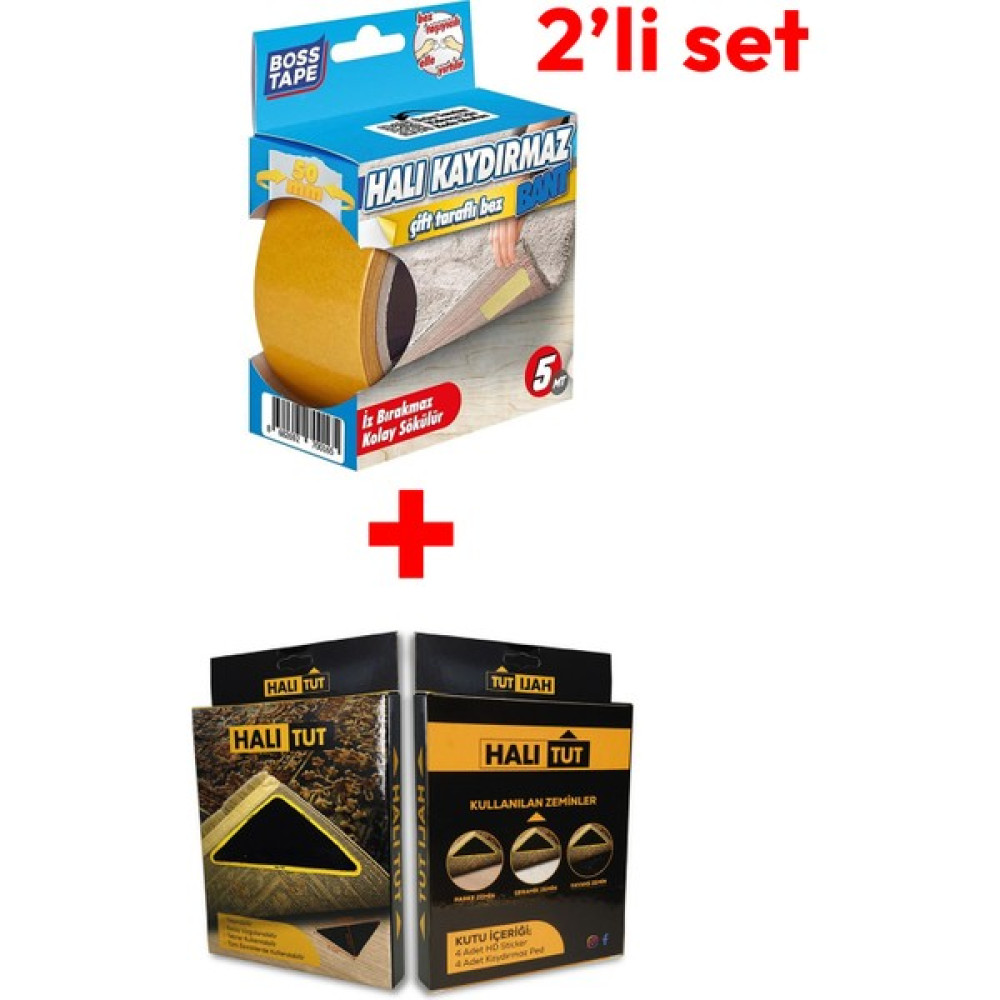 Halı Tut Halı Kaydırmaz Bant Ve Halı Kaydırmaz Ped 2'Li Set - Antrasit - 100 x 500 cm Ev Tekstili Fiyatı