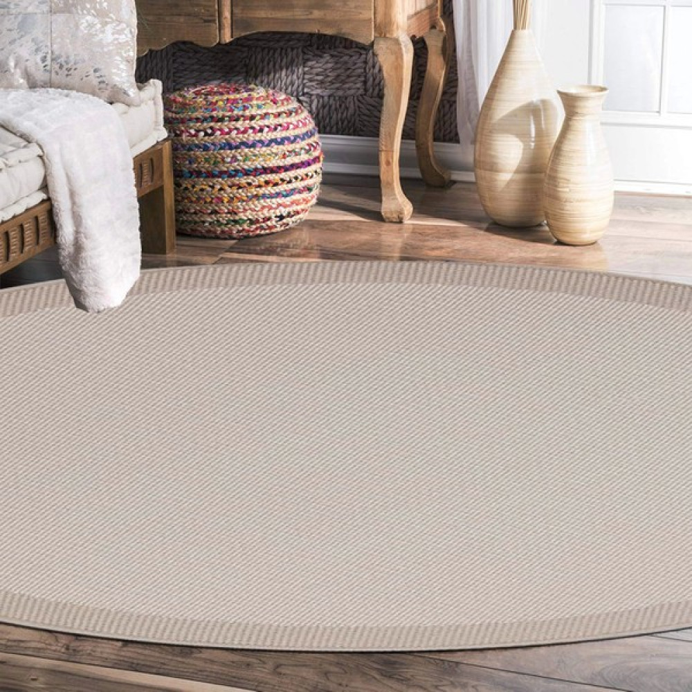 Halıca S-9327 Jüt Sisal Krem Bej Dekoratif Yuvarlak Halı - 160 x 160 cm Salon Halısı Fiyatı