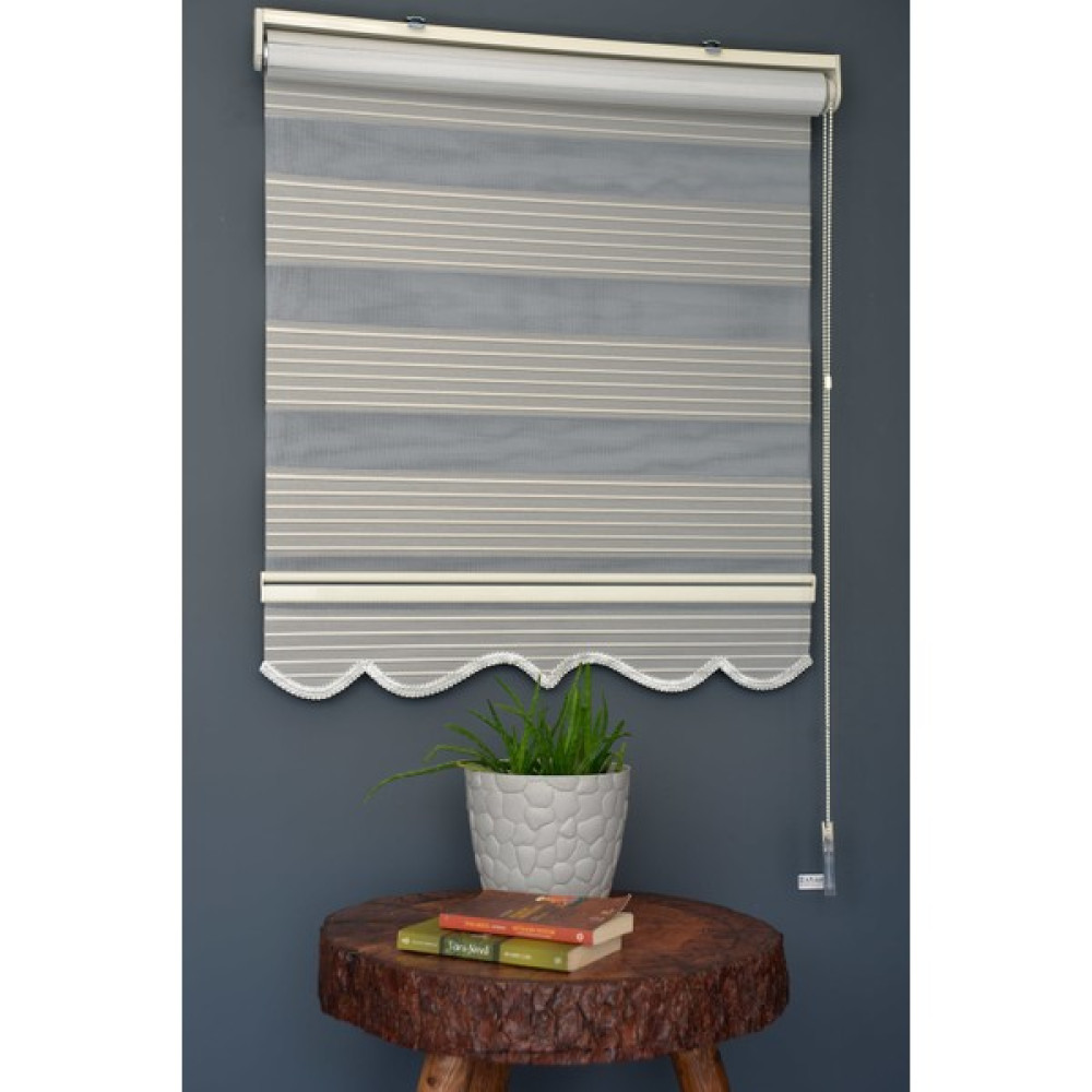 Halim Perdesan Zebra Stor Perde Kb-02 Siyah & Ekru Renk Etekli Blackout-Karartma 100 x 200 cm - Renkli Perde Fiyatı
