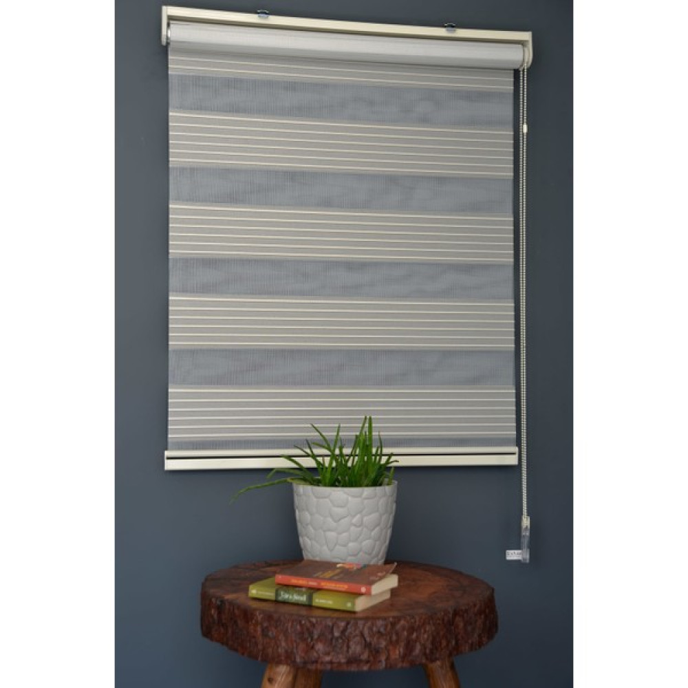 Halim Perdesan Zebra Stor Perde Kb-02 Siyah & Ekru Renk Eteksiz Blackout-Karartma 80 x 200 cm - Beyaz Perde Fiyatı