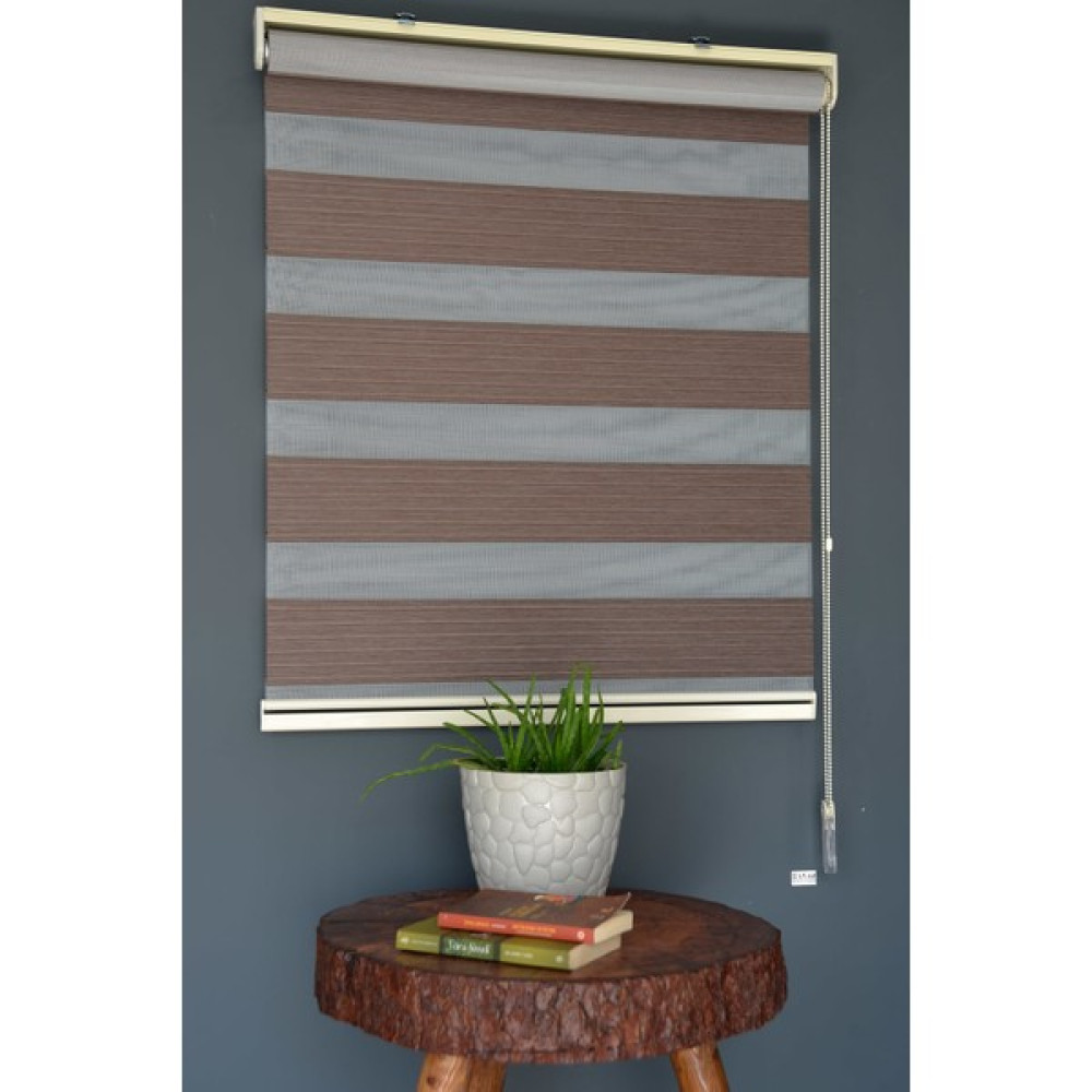 Halim Perdesan Zebra Stor Perde Kb-06 Koyu Kahverengi Renk Eteksiz Blackout-Karartma 80 x 200 cm - Beyaz Perde Fiyatı