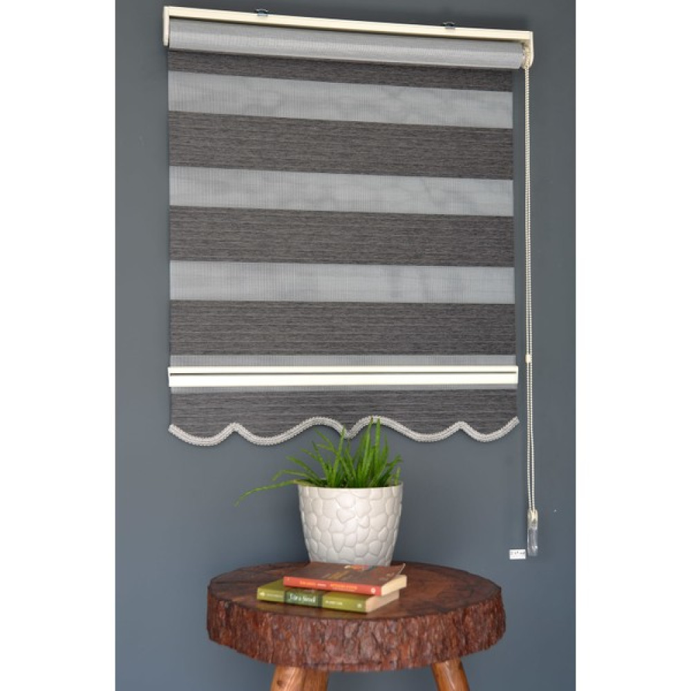 Halim Perdesan Zebra Stor Perde Kb-07 Siyah Renk Etekli Blackout-Karartma 80 x 200 cm - Renkli Perde Fiyatı