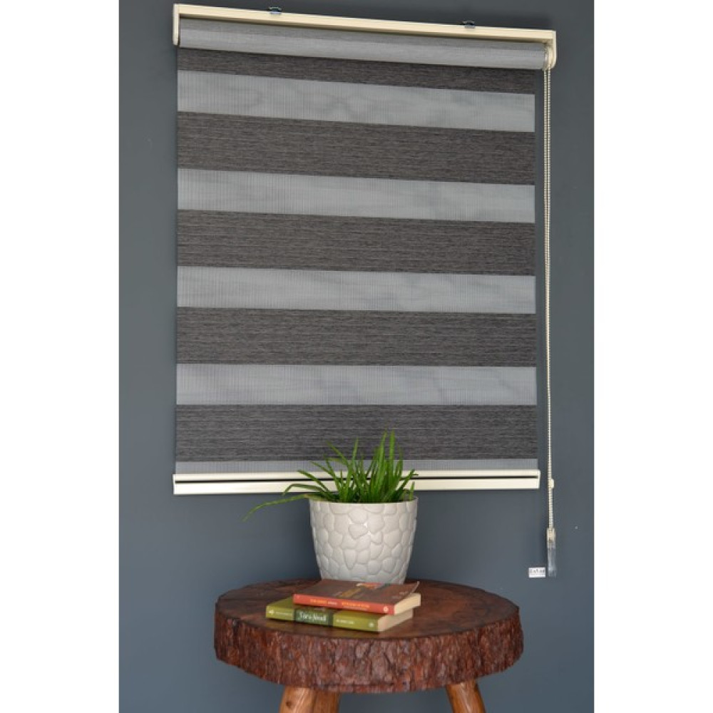 Halim Perdesan Zebra Stor Perde Kb-07 Siyah Renk Eteksiz Blackout-Karartma 90 x 200 cm - Beyaz Perde Fiyatı