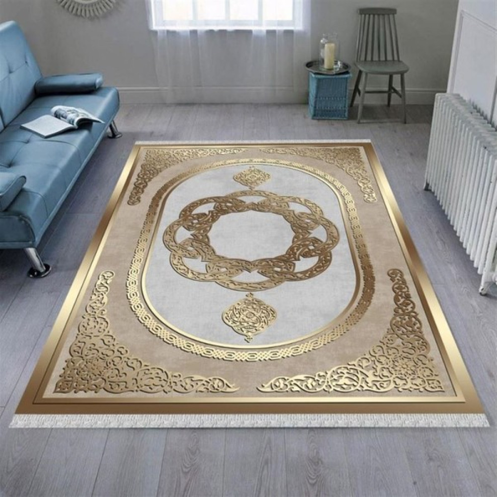 Halıportalı Pvc Kaymaz Taban Salon Mutfak Yatak Odası Halısı Yolluk I-CK-856 - 160 x 230 cm - Gold Salon Halısı Fiyatı