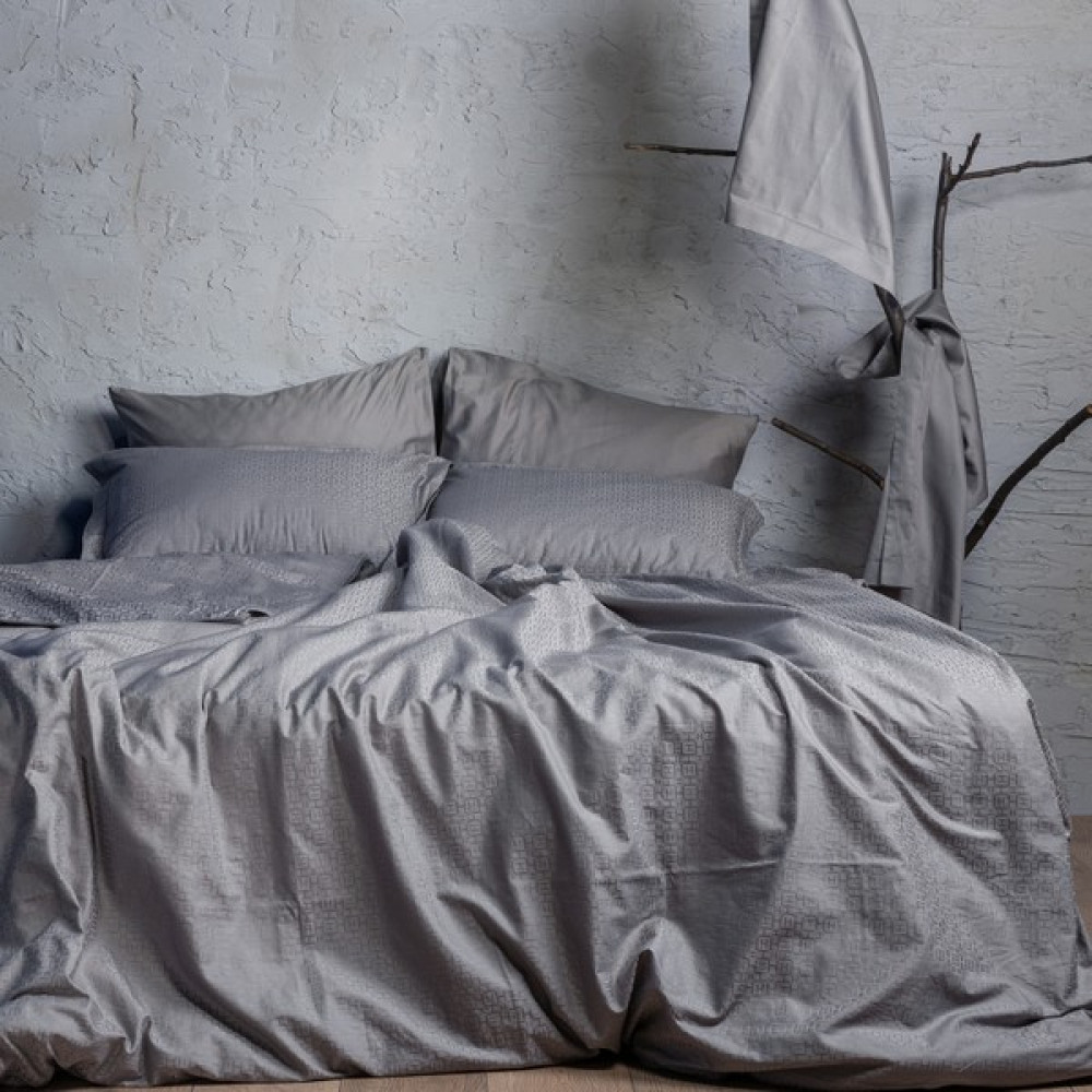 Hälsa | Borås Antrasit | ‘H’ Monogram Jakarlı Pamuk Saten Battal Boy Nevresim Takımı - 240 x 220 cm Nevresim Takımı Fiyatı