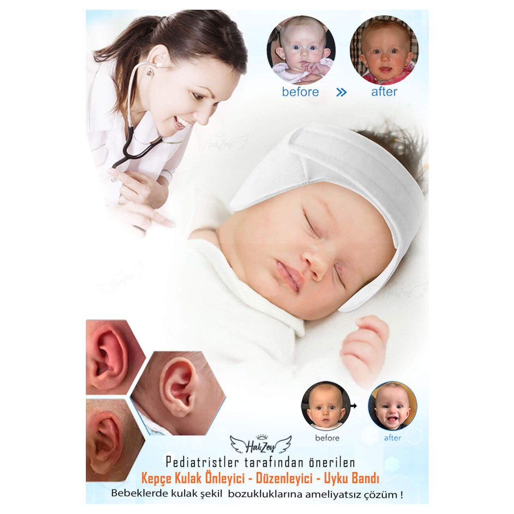 HALZEY / Kepçe Kulak Önleyici Ayarlanabilir Cırtları sayesinde 0- 2 Yaş arası uygun Bebek Bakım Fiyatı