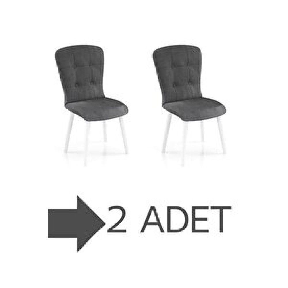 Haman 2 Adet Safir Serisi Babyface Kumaş Beyaz Ahşap Gürgen Ayaklı Mutfak Sandalyeleri Antrasit Gri Standart Sandalye Fiyatı