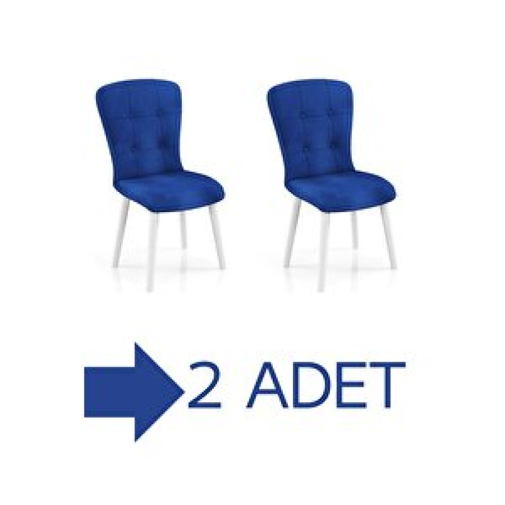 Haman 2 Adet Safir Serisi Babyface Kumaş Beyaz Ahşap Gürgen Ayaklı Mutfak Sandalyeleri Lacivert Standart Sandalye Fiyatı
