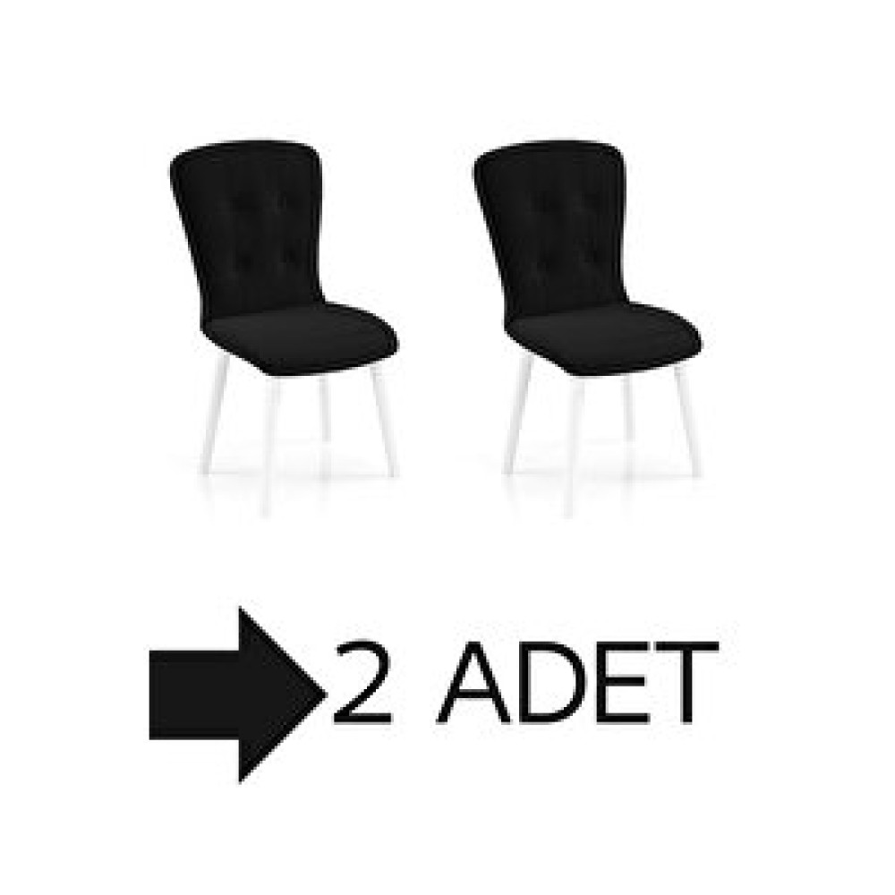 Haman 2 Adet Safir Serisi Babyface Kumaş Beyaz Ahşap Gürgen Ayaklı Mutfak Sandalyeleri Siyah Standart Sandalye Fiyatı