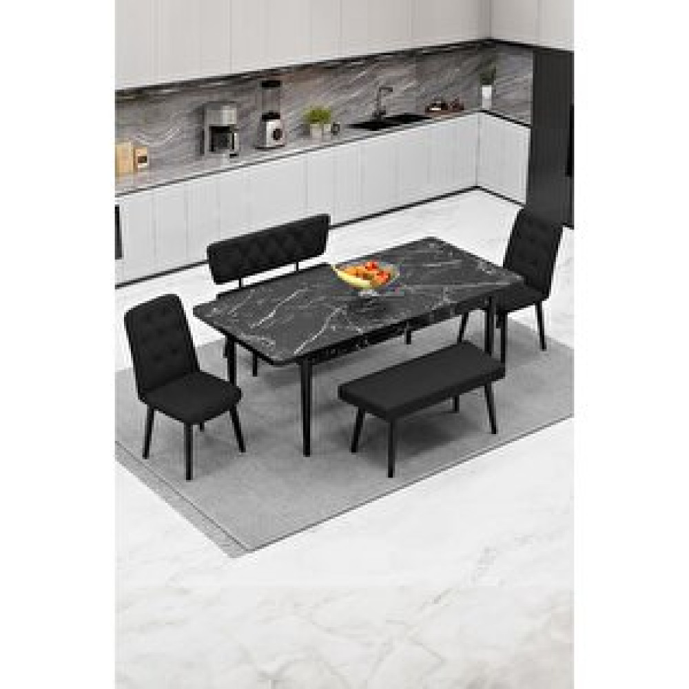 Haman Bench Takımı Babyface Kumaş Ahşap Gürgen Ayaklı 80x130 Açılabilir Masa Takımı Yemek & Mutfak Masası Fiyatı