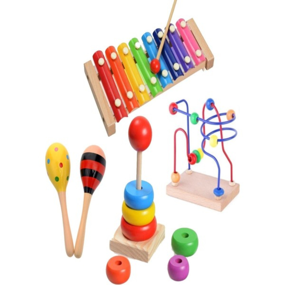 Hambag Ahşap 8 Nota Selefon Ksilofon+ Mini Helezon+ Marakas+ Kule Eğitici Oyuncak Set - Renkli Bebek Oyuncakları Fiyatı