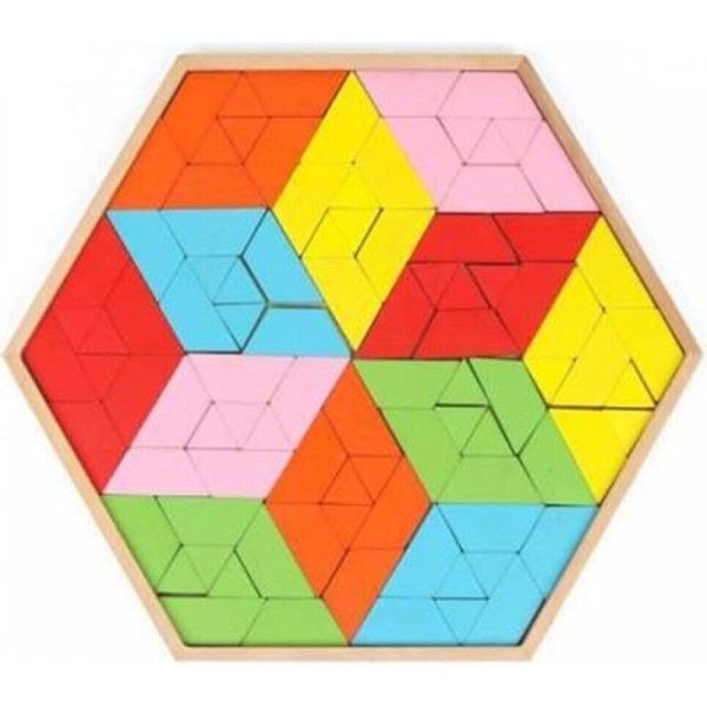 Hambag Ahşap 96 Parça Altıgen Tepsili Tangram Puzzle Oyunu Bebek Oyuncakları Fiyatı