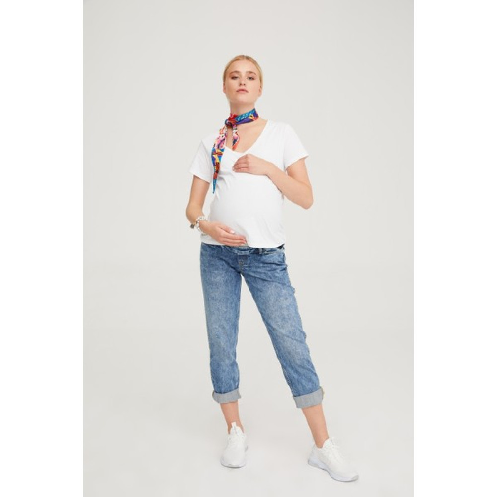 Hamile Boyfriend Jean Likralı Nakış Detaylı Yıpratmalı Denim Pantolon Mavi 1054 Pantolon, Şort, Tayt Fiyatı