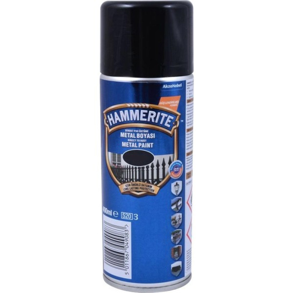 Hammerite Çekiçlenmiş Sprey Boya 400 Ml.-Siyah - 400 ml - Siyah Boya Malzemeleri Fiyatı