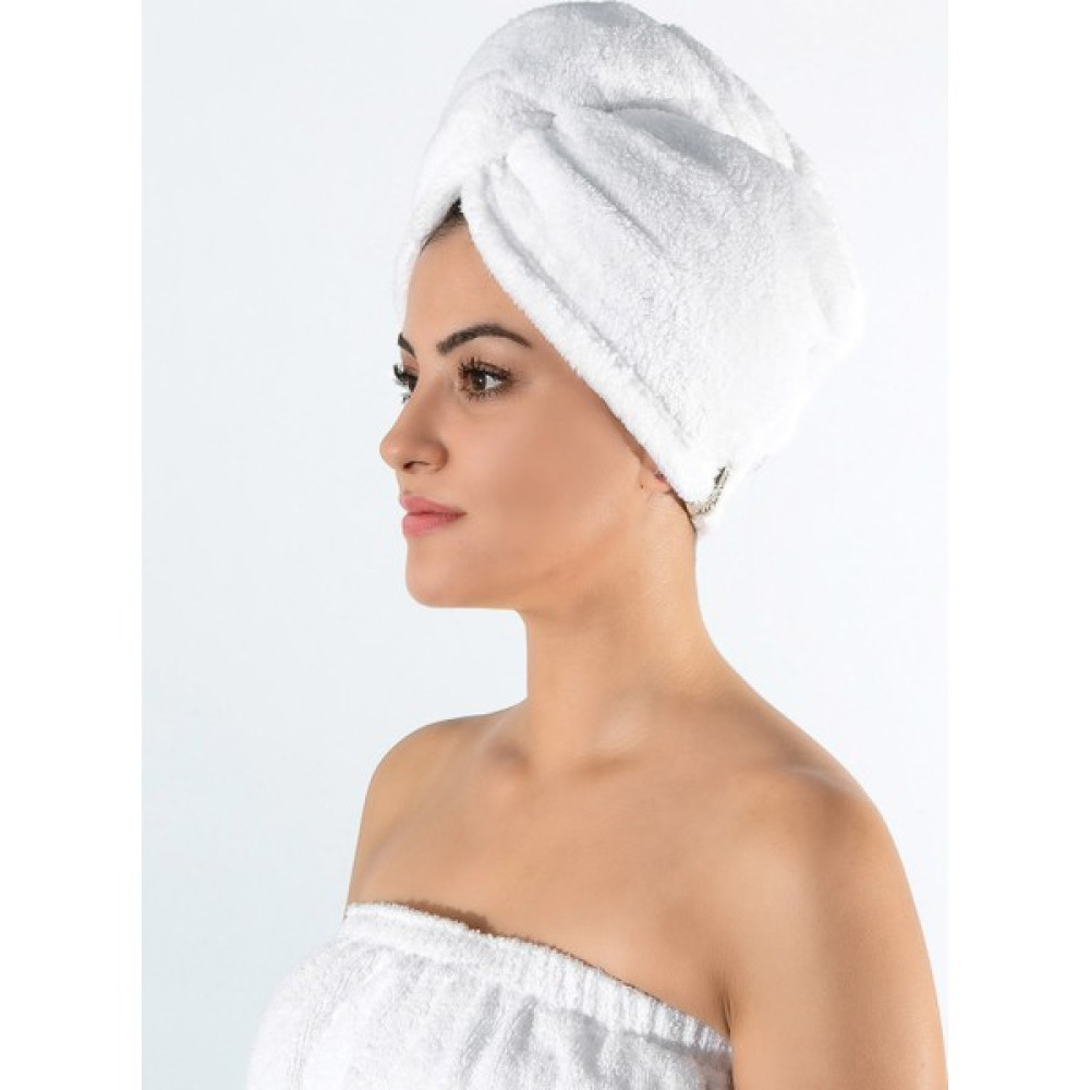 Hamur Aquist Bone Havlu Düğmeli Saç Havlusu Beyaz - 65 x 25 cm Banyo Havlusu Fiyatı
