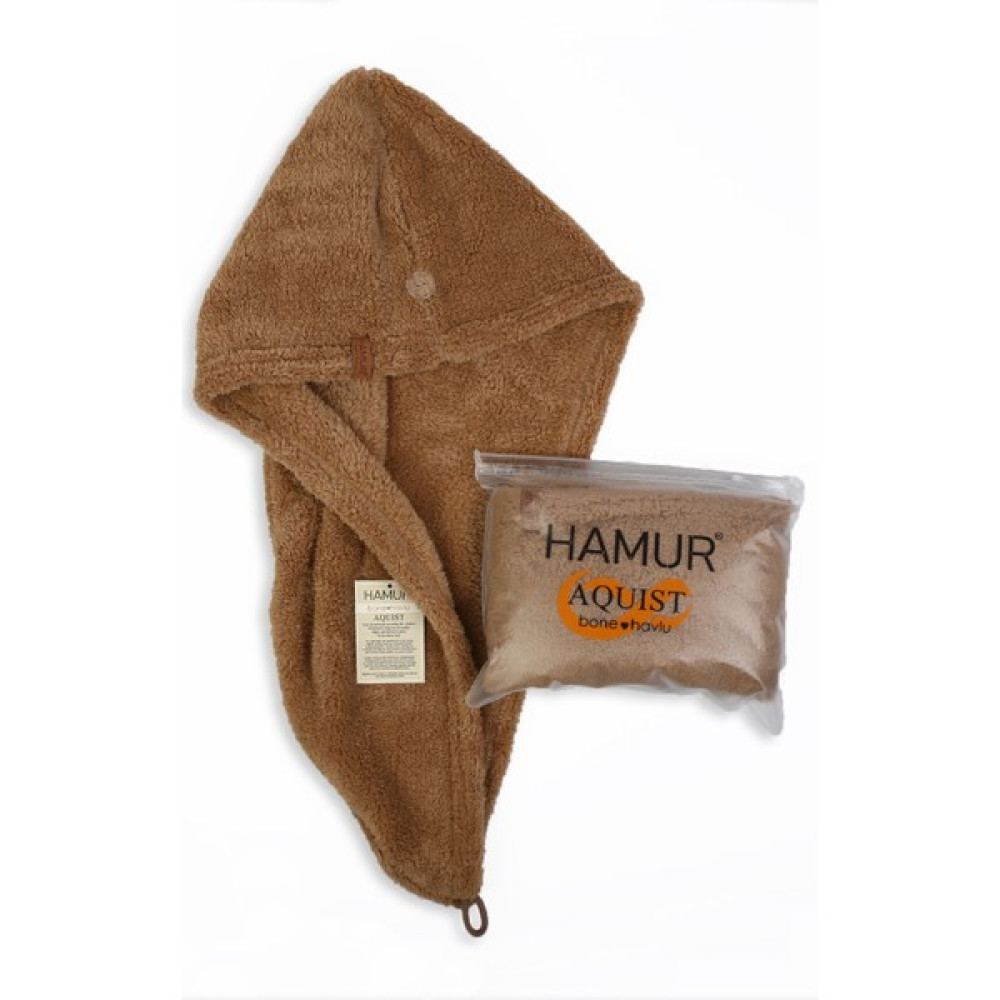 Hamur Aquist Bone Havlu Düğmeli Saç Kurutma Havlusu Saç Bonesi Bej - 65 x 25 cm Banyo Havlusu Fiyatı