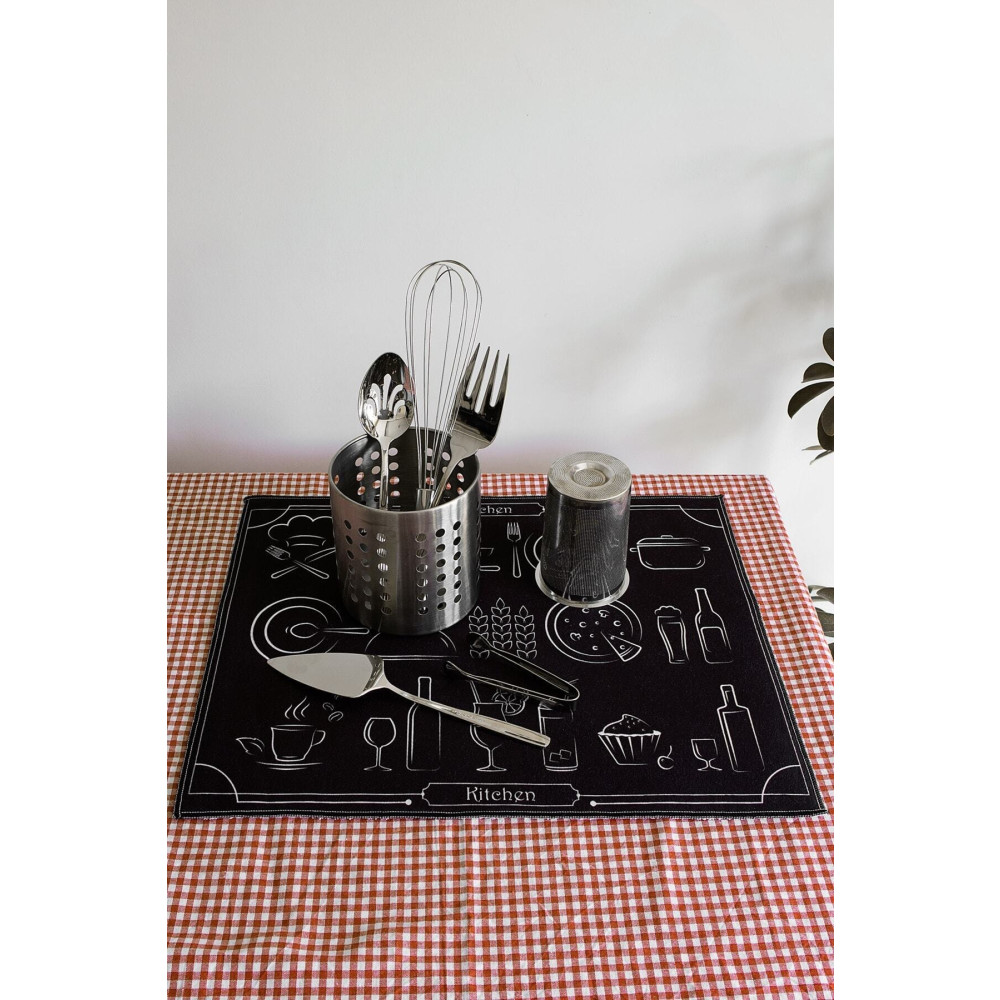 HAMUR Baskılı Bulaşık Kurutma Matı 46x36 Cm Kurulama Bezi Örtüsü Mf-060 Siyah Mutfak Gereçleri Fiyatı