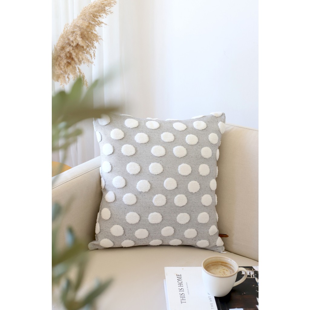 Hamur Bohem Tasarım Gri Kare Dekoratif Kırlent Kılıfı %30 Pamuk %70 Micro Polyester Punch Desen Kırlent / Mobilya Yastığı Fiyatı