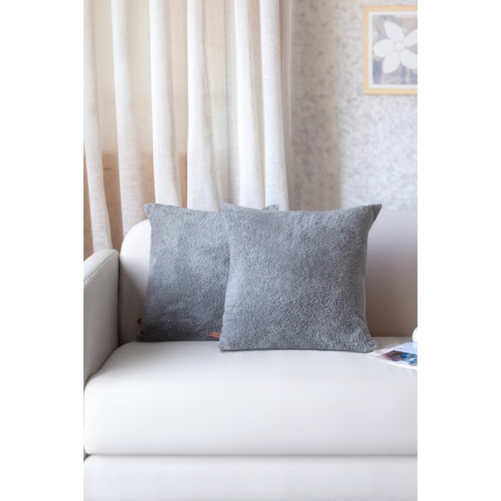 Hamur Iskandinav Bohem 2 Li Teddy Puffy Kırlent Kılıfı Gri - 43 x 43 cm Kırlent / Mobilya Yastığı Fiyatı