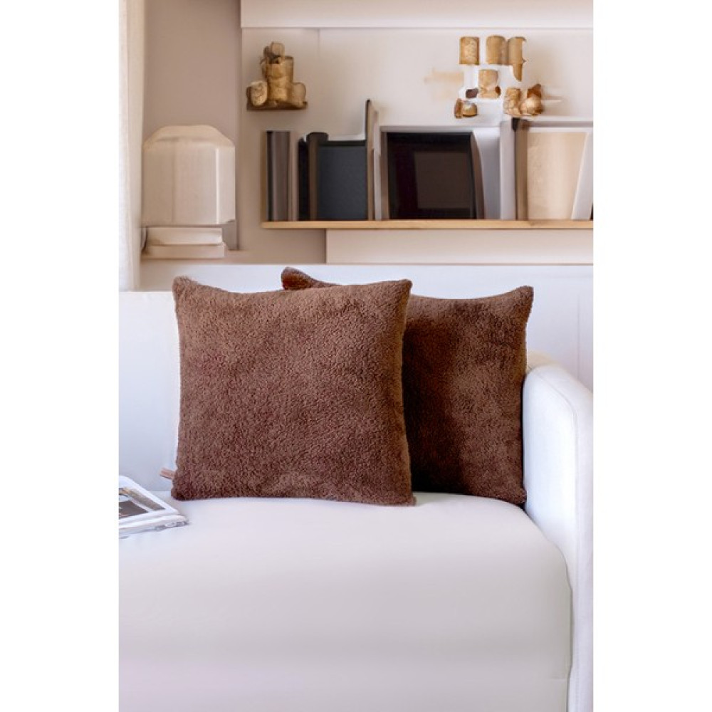 Hamur Iskandinav Bohem 2 Li Teddy Puffy Kırlent Kılıfı Kahve - 43 x 43 cm Kırlent / Mobilya Yastığı Fiyatı